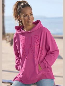 Sweatshirt à capuche coupe large tendance, couleur rose, taille S (38), marque Elbsand - helline