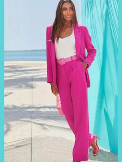 Pantalon tailleur pantalon femme à pinces, couleur rose, taille 44, marque LASCANA - helline