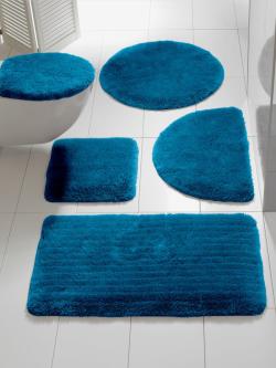 Tapis de bain acrylique facile d'entretien, couleur : bleu turquoise foncé uni, taille 50x80 cm, marque helline home, 100% acrylique - helline