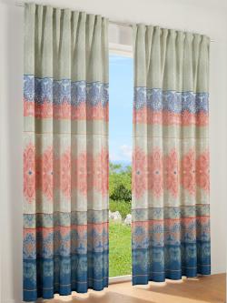 Rideau motif paisley tendance, couleur vert, taille 245x140 cm, marque helline home - helline