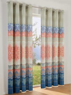 Rideau motif paisley tendance, couleur vert, taille 145x140 cm, marque helline home - helline