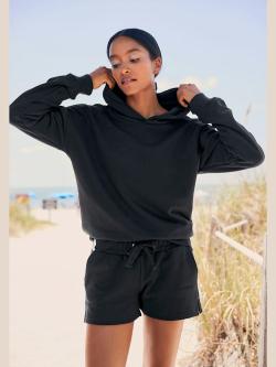 Sweatshirt à capuche structuré, couleur noir, taille 38/40, marque LASCANA - helline