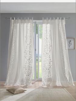 Rideaux, Bande multifonction, couleur : blanc uni, taille 175x140 cm, marque helline home, 100% polyester - helline