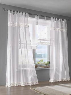 Store-bateau matière semi-transparente, couleur blanc, taille 130x60 cm, marque helline home - helline