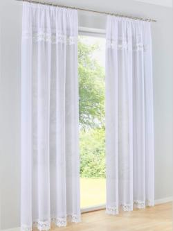 Rideaux, Cordon universel, couleur : blanc uni, taille 245x130 cm, marque helline home, 100% polyester - helline