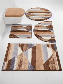Tapis de bain acrylique facile d'entretien, coleur marron-beige - HELLINE