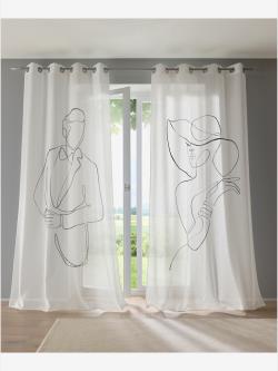 Store décoratif lot de 2 stores, couleur blanc, taille 245x135 cm, marque helline home - helline