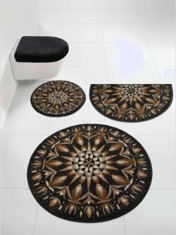 Tapis de bain acrylique facile d'entretien, couleur gris, taille Ø 100 cm, marque helline home - helline