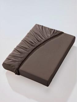 Drap-housse maille fine peignée, couleur chocolat - HELLINE