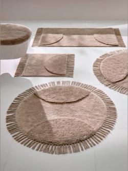 Tapis de bain en coton recyclé, couleur marron, taille 70x120 cm, marque helline home - helline