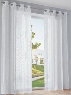 Rideaux, Œillets, couleur : blanc uni, taille 245x135 cm, marque helline home, 100% polyester - helline