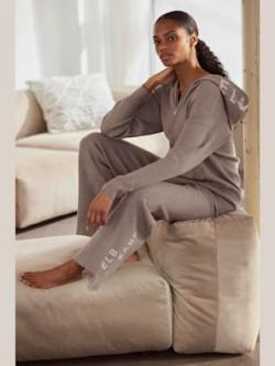 Pantalon en tricot doux et extensible, couleur marron, taille 50/52, marque Elbsand - helline