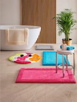 Tapis de bain polyester résistant, couleur rose, taille 45x50 cm, marque helline home - helline