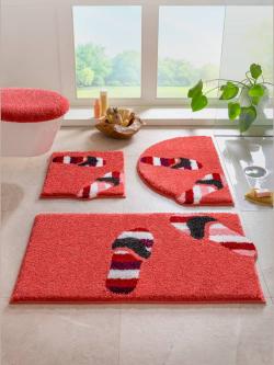 Tapis de bain acrylique facile d'entretien, rouge clair uni, taille 47x50 cm, helline home - helline