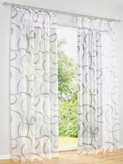 Rideaux, Cordon universel, couleur : blanc à motifs, taille 145x140 cm, marque helline home, 100% polyester - helline
