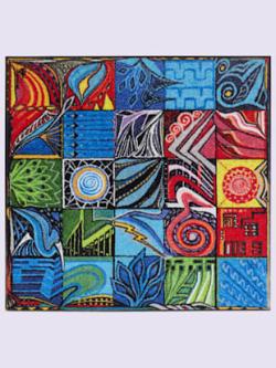 Paillasson fabriqué d'après un projet d'artiste, couleur multicolore, taille 75x120 cm, marque helline home - helline