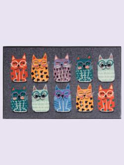 Paillasson pour intérieur et zone extérieure couverte, couleur gris-multicolore - HELLINE