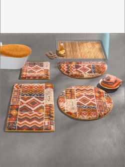 Tapis de bain acrylique facile d'entretien, couleur orange, taille 50x80 cm, marque helline home - helline