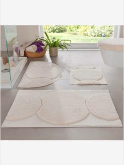Tapis de bain polyester facile à entretenir, couleur : couleur ivoire clair uni, taille 47x50 cm, marque helline home, 100% polyester - helline