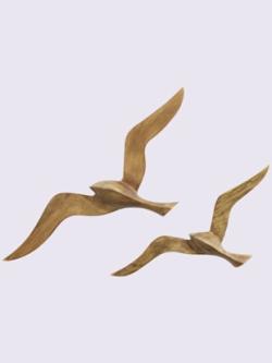 Lot de 2 décorations murales oiseaux décoration murale « mouette », couleur marron, taille 16x46x4,5 cm, marque helline home - helline