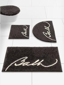 Tapis de bain, couleur : noir uni, taille 80x150 cm, marque helline home, 100% acrylique - helline