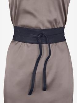 Ceinture, couleur : bleu foncé uni, taille 42/44, 100% cuir de mouton - helline