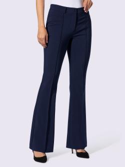 Pantalon extensible coupe bootcut tendance, couleur bleu, taille 44, marque Ashley Brooke - helline