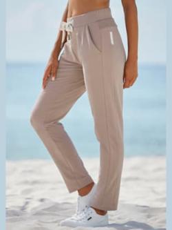 Pantalon molletonné, couleur marron, taille XL (44), marque Elbsand - helline