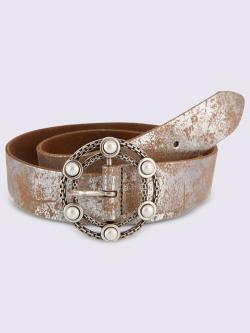 Ceinture boucle décorative, couleur : couleur argent, taille 105, 90% cuir de vache;10% métal - helline