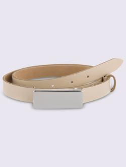 Ceinture boucle décorative, couleur : marron clair uni, taille 75, 90% cuir de vache;10% métal - helline