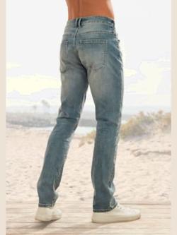 Jean buffalo coupe 5 poches pour lui, couleur bleu clair-denim - HELLINE