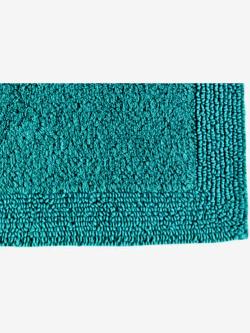 Tapis de bain pur coton, bleu turquoise foncé uni, taille 50x80 cm, helline home - helline