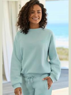 Sweatshirt avec logo brodé, couleur bleu, taille 34/36, marque LASCANA - helline
