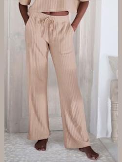 Pantalon d'intérieur pantalon côtelé avec jambes larges, couleur marron, taille 50/52, marque LASCANA - helline