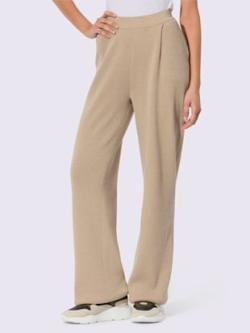Pantalon en tricot matière de qualité supérieure avec laine vierge, couleur marron, taille 46, marque Creation L - helline