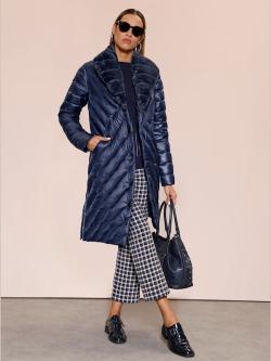 Manteau en duvet très confortable, bleu foncé uni, taille 42, Creation L - helline