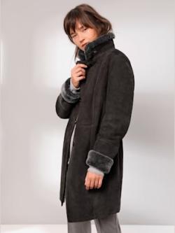 Veste en peau d'agneau cuir de qualité, couleur marron - HELLINE