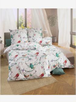 Linge de lit seersucker léger, Seersucker, couleur : blanc à motifs, taille 80x80/135x200 cm, marque wäschepur, 100% coton - helline