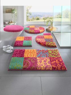 Tapis de bain acrylique facile d'entretien, couleur : rose moyen uni, taille 60x100 cm, marque helline home, 100% acrylique - helline