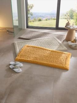 Tapis de bain coton recyclé, couleur jaune, taille 50x90 cm, marque helline home - helline