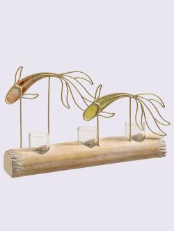 Bougeoir, couleur ivoire moyen uni, taille H/l/P env. 27,5/45/7 cm, helline home - helline