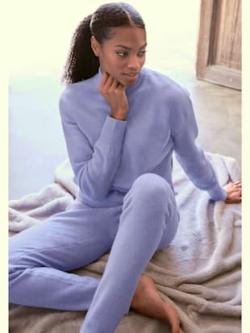 Pantalon en tricot effet chiné, couleur violet, taille 50/52, marque LASCANA - helline