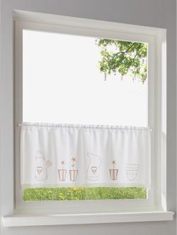 Cantonnière, blanc à motifs, taille 30x120 cm, helline home - helline