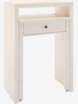 Bureau pin massif, couleur blanc - HELLINE