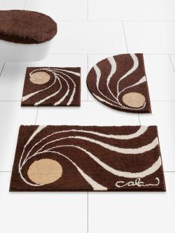 Tapis de bain acrylique facile d'entretien, couleur : marron moyen à motifs, taille 47x50 cm - 45x50 cm, marque helline home, 100% acrylique - helline