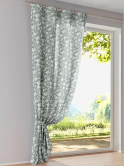 Rideaux, bande en U, couleur : bleu turquoise moyen à motifs, taille 145x135 cm, marque helline home, 100% polyester - helline