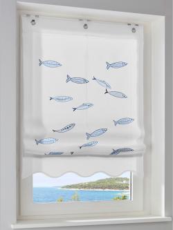 Store-bateau, couleur : blanc à motifs, taille 130x60 cm, marque helline home, 100% polyester - helline