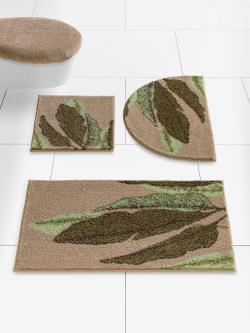 Tapis de bain acrylique facile d'entretien, couleur : marron clair à motifs, taille 45x50 cm, marque helline home, 100% acrylique - helline