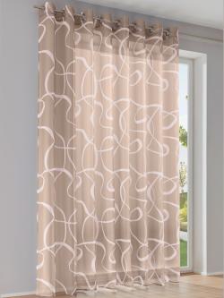 Rideaux, Œillets, couleur : blanc à motifs, taille 225x270 cm, marque helline home, 100% polyester - helline