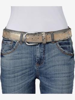 Ceinture, couleur : couleur or, taille 75, 45% Polyuréthane;45% cuir de vache;10% métal - helline
